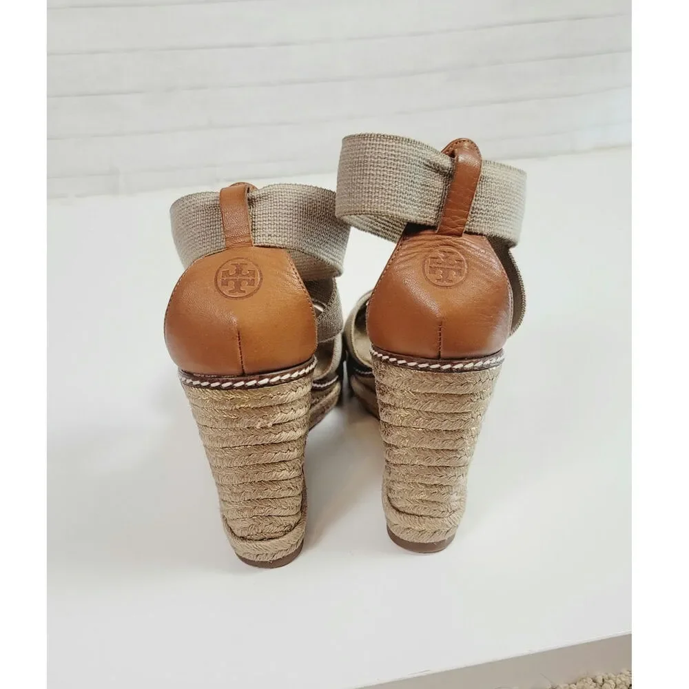 Tory Burch Freida Espadrille Wedge in Natural, sz 9.5